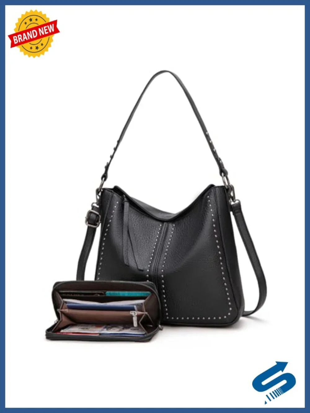 Faux Leather Hobo Bag Women Crossbody Shoulder Purse Zip Top with Pockets